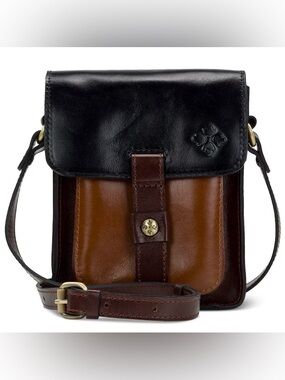Patricia Nash Lari Vintage Colorblock Leather Crossbody Bag Brown Black